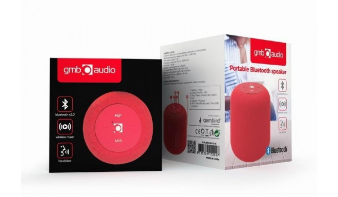 Portable Speaker|GEMBIRD|Portable/Wireless|1xMicroSD Card Slot|Bluetooth|Red|SPK-BT-15-R