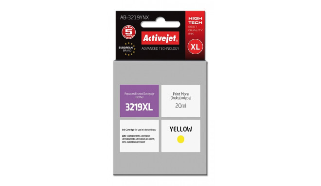 Activejet AB-3219YNX Ink Cartridge (replacement for Brother LC3219Y XL ; Supreme; 20 ml; yellow)