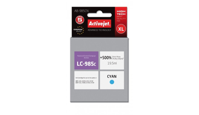 Activejet AB-985CN tindikassett (asendus Brother LC985C; Supreme; 19,5 ml; tsüaan)