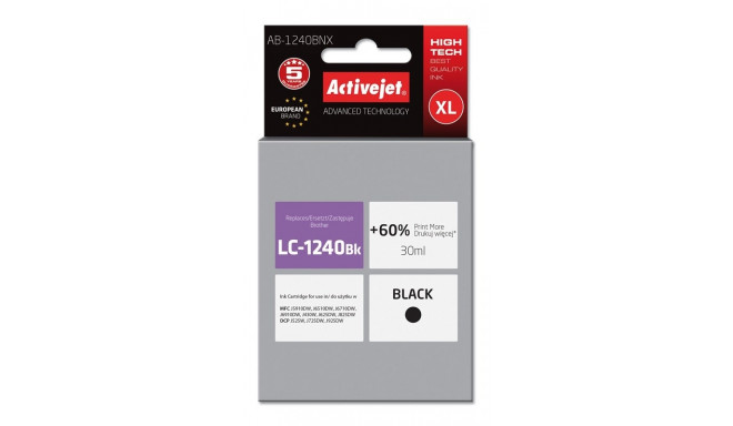 Activejet AB-1240BNX tindikassett (asendus Brother LC1240BK/1220BK; Supreme; 30 ml; must)