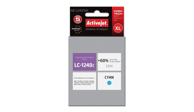 Activejet AB-1240CNX tindikassett (asendus Brother LC1220Bk/LC1240Bk; Supreme; 12 ml; tsüaan)