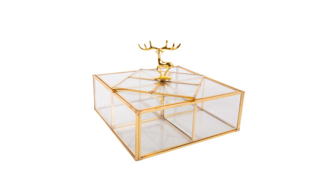 Glass box BERYL 18x18xH6cm, golden