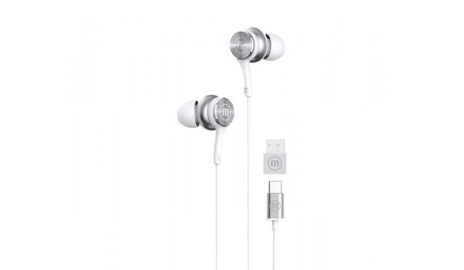 Maxell XC1 USB-C juhtmega kõrvaklapid USB-A adapteriga valged