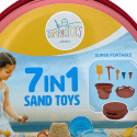 COMPACTOYS Pludmales spainis ar smilšu kastes rotaļlietām 7-in-1, sarkans