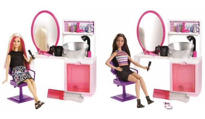 Mattel Barbie brocaded hairdressing salon with doll