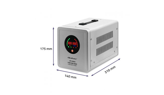 Qoltec 50716 katkematu toiteallikas puhas siinuslaine UPS | 500VA | 350W | pidev faas | hall