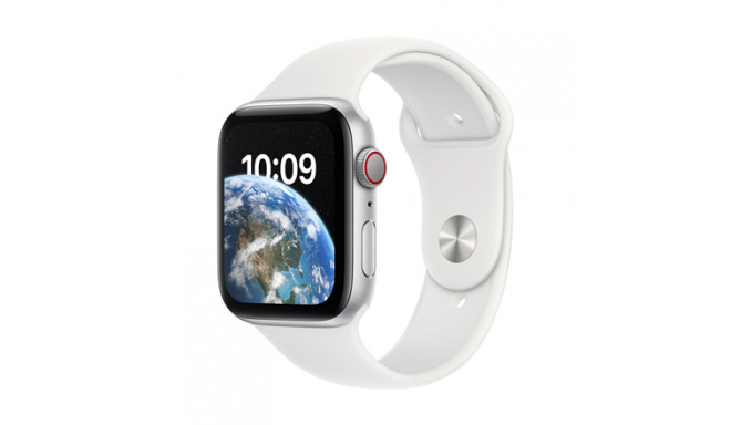 Apple Watch SE GPS + Cellular 44mm Silver Aluminium Case with White Sport Band - Regular 2nd Gen