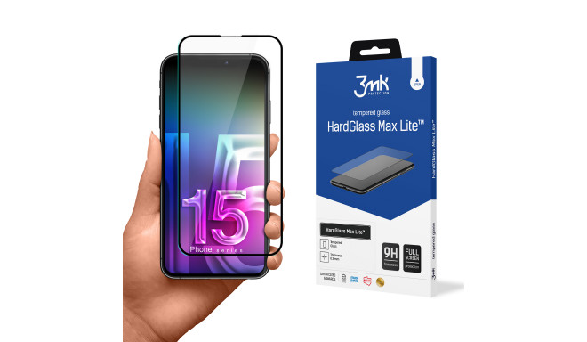 3mk HardGlass Max Lite - Szkło hartowane do iPhone 15 Pro Max (Czarny)