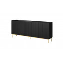 PAFOS chest of drawers on golden steel frame 200x40x102 matte black PAFOS chest of drawers on golden steel frame 200x40x102 matte black