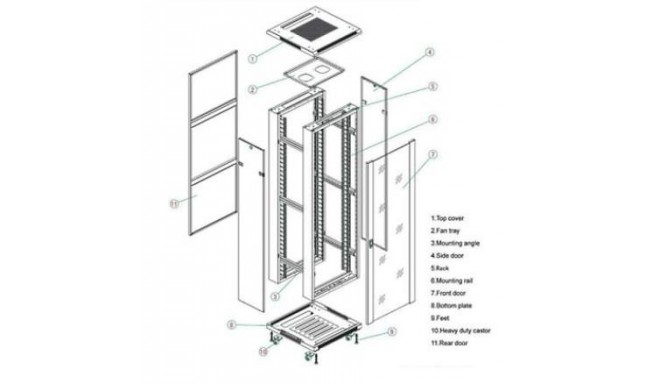 Linkbasic rack cabinet 19'' 27U 600x1000mm black (perforated steel front door)