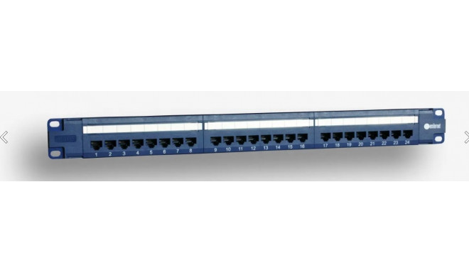 EMITERNET PANEL 19", 24XRJ45 UTP CAT.6 (1U) WITH SHELF, BLUE (POE)