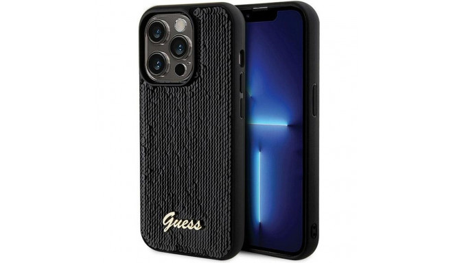 Guess phone case iPhone 13 Pro Sequin Script Metal, black
