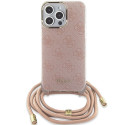Original faceplate case GUESS GUHCP15LHC4SEP for iPhone 15 Pro (Crossbody Cord 4G Print / pink)