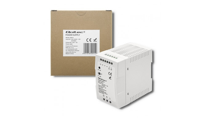 Qoltec 50915 DIN rail power supply | 96W | 24V | 4A | White | Slim