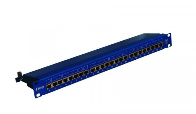 EMITERNET Panel 19", 24xRJ45 STP cat.6 (1U) with shelf, blue DCN/PPFA674EKS248C6