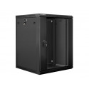 Lanberg wall-mounted installation rack cabinet 19'' 15U 600x600mm black (glass door)