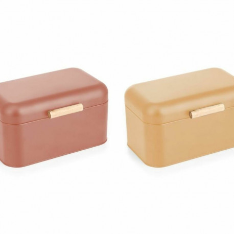 Leivakorv DKD Home Decor 30,50 x 20,7 x 15 cm Metall Terrakota Kollane Vintage (2 Ühikut)