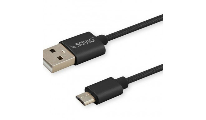 USB A - USB C Kaabel Savio CL-129 Must 2 m