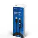 USB-kaabel-Mikro USB ja USB C Savio CL-128 Must 1 m