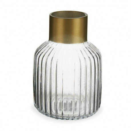 Vase Gift Decor V1522IP-T V1522IP-T Transparent Golden Glass 14,5 x 22 x 14,5 cm (6 Units)