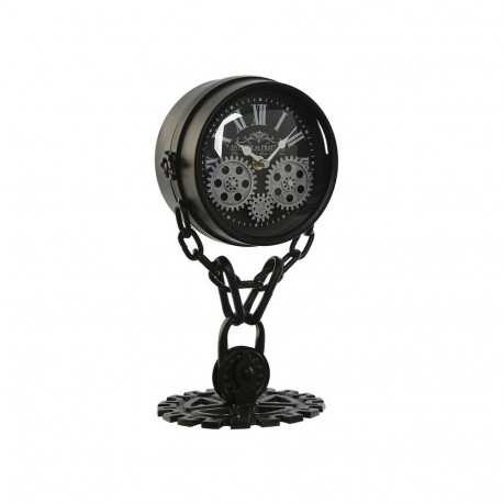 Table clock Home ESPRIT Black Silver Metal Crystal 18 x 17 x 33 cm