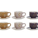 Piece Coffee Cup Set DKD Home Decor Yellow Pink Mustard Lilac Metal 180 ml