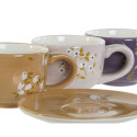 Piece Coffee Cup Set DKD Home Decor Yellow Pink Mustard Lilac Metal 180 ml