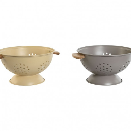 Drainer Home ESPRIT Beige Grey Bamboo Stainless steel 30 x 24,5 x 14 cm (2 Units)