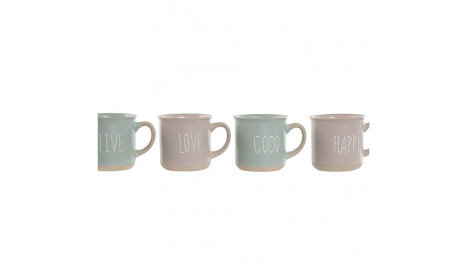 4 Piece Mug Set Home ESPRIT Blue Pink Stoneware 355 ml 9,7 x 7 x 9,2 cm