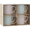 4 Piece Mug Set Home ESPRIT Blue Pink Stoneware Urban