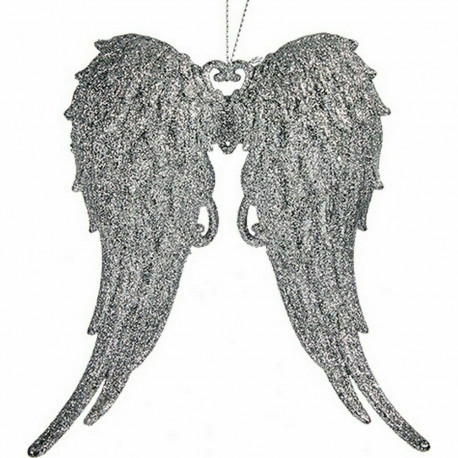 Christmas bauble Krist+ GEL-202001200S GEL-202001200S Silver Plastic Glitter Angel Wings 13 x 14,5 x