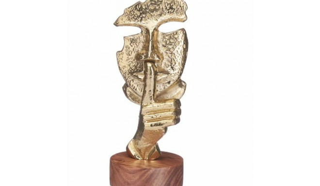 Decorative Figure Face Golden Wood Metal 12 x 29 x 11 cm