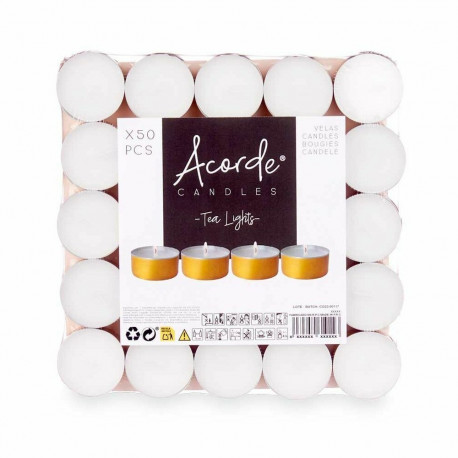 Candle Set Acorde 62372-GOLD Tea Lights White Golden (20 Units)