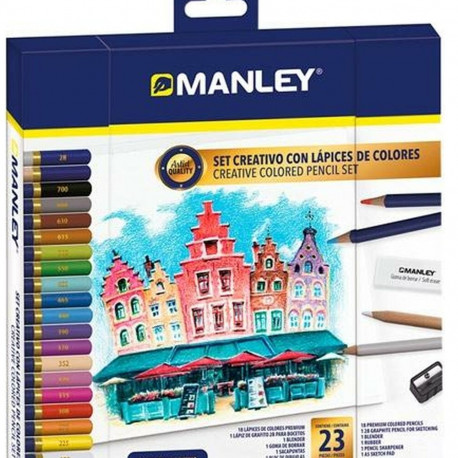 Joonistuskomplekt Manley 23 Tükid, osad Mitmevärviline