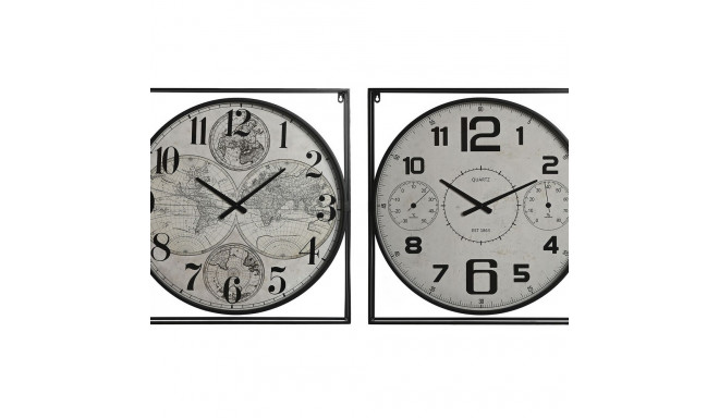 Wall Clock Home ESPRIT White Black Metal MDF Wood 62 x 6 x 65 cm (2 Units)