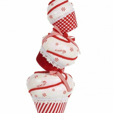 Christmas bauble Krist+ D012131589-1MUL D012131589-1MUL White Red Tower Cake 20 x 50 x 20 cm (2 Unit