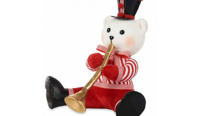 Decorative Figure Bear Trumpet White Black Red polystyrene 32 x 31 x 26 cm (2 Units)