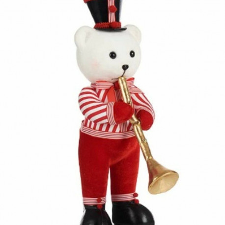 Christmas bauble Krist+ D012131509-2WH D012131509-2WH White Black Red Bear Trumpet 15 x 46 x 25 cm (