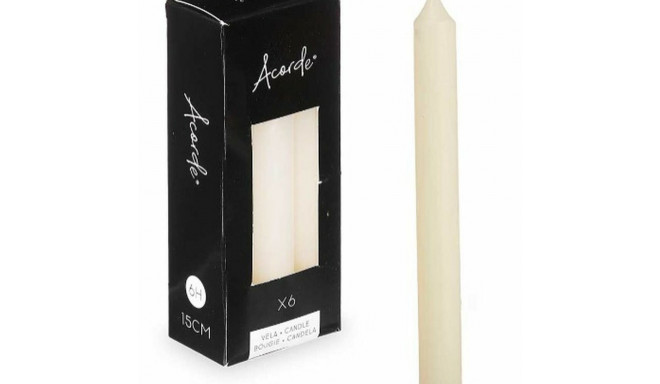 Candle Set Acorde 123-B-AR Cream 2 x 2 x 15 cm (12 Units)