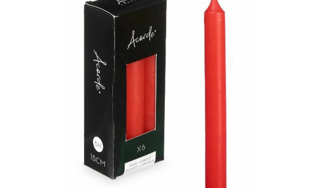 Candle Set Acorde 123-C-AR 123-C-AR Red 2 x 2 x 15 cm 6 x 15 x 4 cm (12 Units)