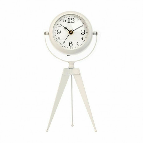 Table clock Tripod White Metal 12 x 30 x 12 cm (4 Units)