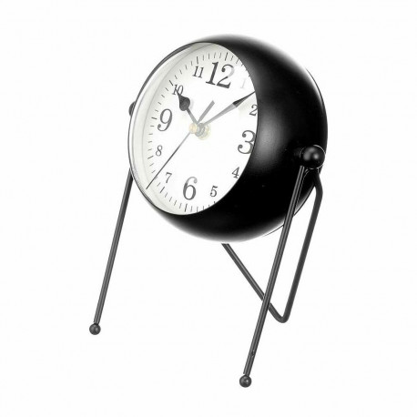 Table clock Black Metal 18 x 21 x 12 cm (4 Units)