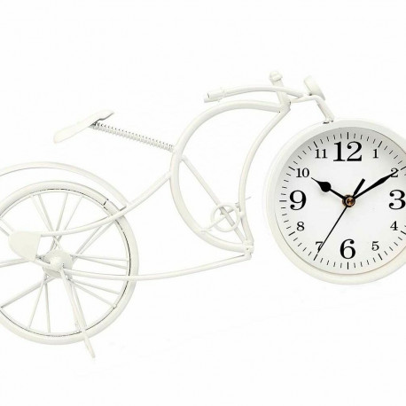 Table clock Bicycle White Metal 40 x 19,5 x 7 cm (4 Units)