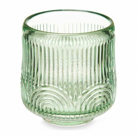 Candleholder Gift Decor GJS7678BS-GRE GJS7678BS-GRE Green Crystal 7,5 x 7,8 x 7,5 cm Stripes (12 Uni