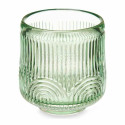 Candleholder Stripes Green Crystal 7,5 x 7,8 x 7,5 cm (12 Units)