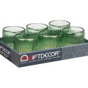 Candleholder Stripes Green Crystal 7,5 x 7,8 x 7,5 cm (12 Units)