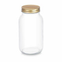 Jar Transparent Golden Metal Glass 950 ml 9 x 18 x 9 cm (12 Units)