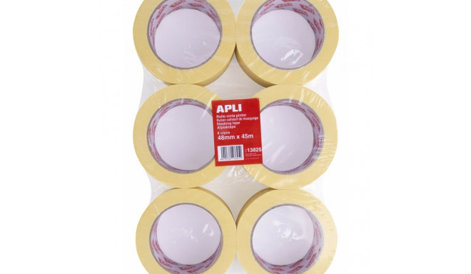 Adhesive Tape Apli Bodywork Male Painter Yellow 6 Pieces 48 mm x 45 m