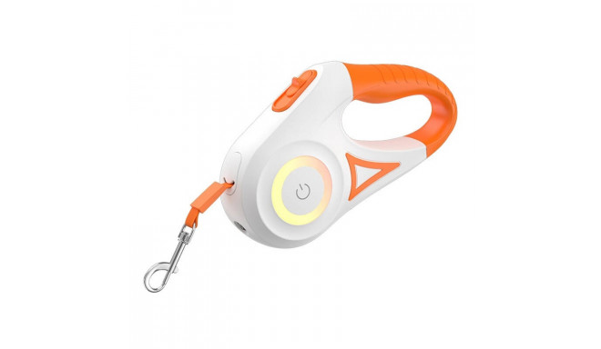 Rojeco Dog Automatic Leash LED 5 m (white and orange)