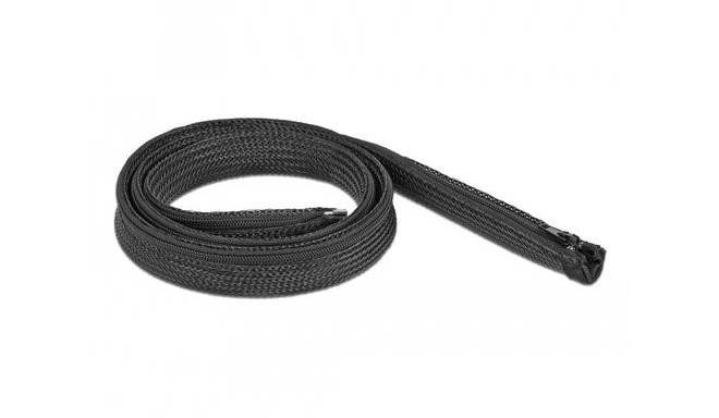 DeLOCK Braided Sleeve with zip fastener heat-resistant 1 m x 20 mm black